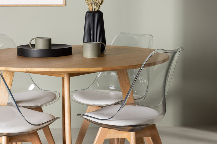 Venture Home Yakidon Dining Table - Rubberwood / Oaklook MDF +Edvin Dining Chair - Nature / PET (seat cushion white) PET surface,seat with usual sponge _4