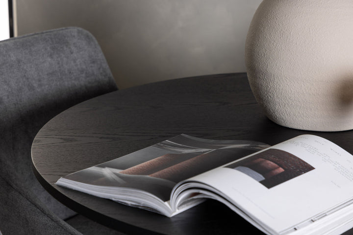 Venture Home Bootcut Round Dining Table - Black / Black Fanéer +Rosie Dining Chair - Black / Dark grey Fabric _4