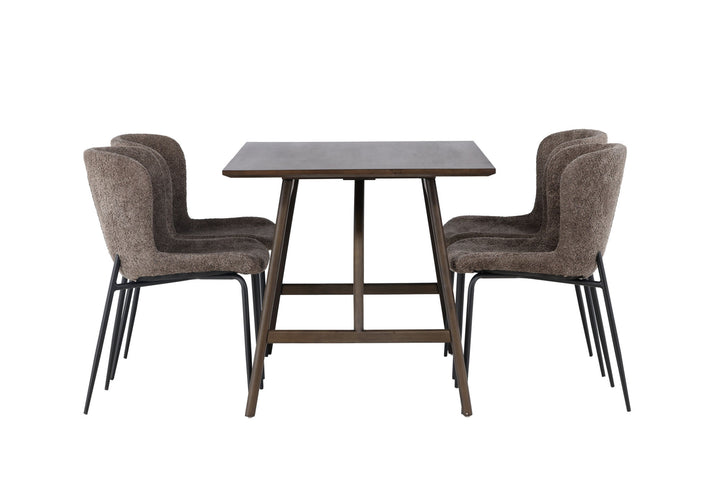 Venture Home Kaseidon Dining Table - Rubberwood / Dark Brown MDF +Modesto Dining Chair - Grey / Smoked Black Boucle _4