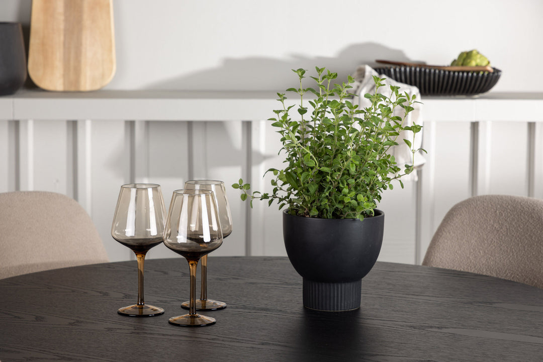 Venture Home Olivia Dining Table - Black / Black Veneer +Polar Dining Chair - Black / Beige Boucle _4