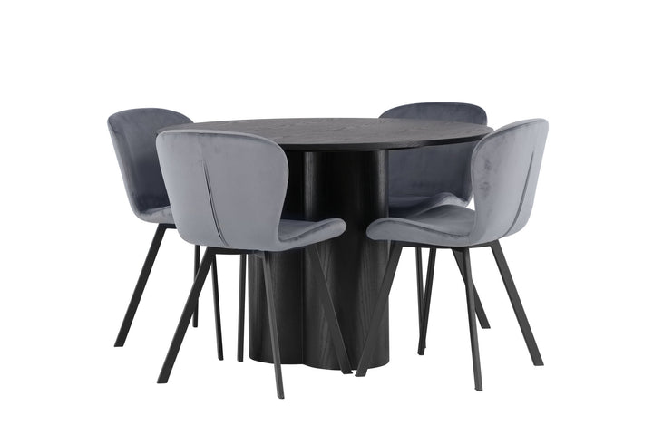 Venture Home Olivia Dining Table - Black / Black Veneer +Lilja Dining Chair - Black / Dark grey Fabric _4