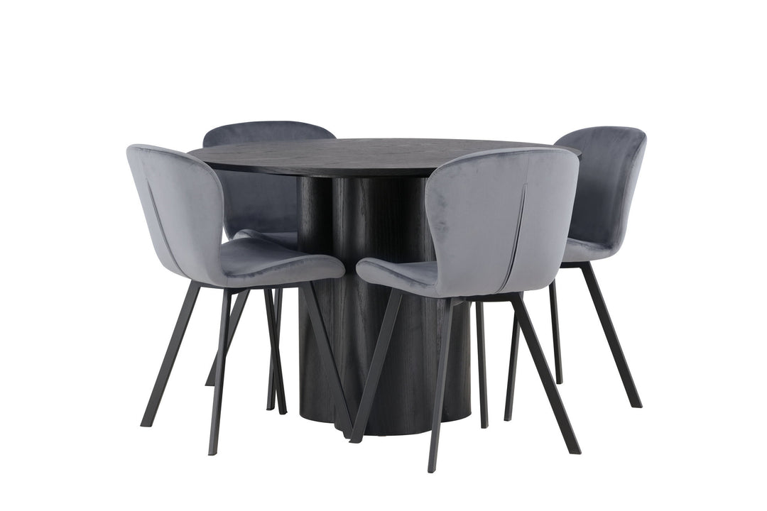 Venture Home Olivia Dining Table - Black / Black Veneer +Lilja Dining Chair - Black / Dark grey Fabric _4