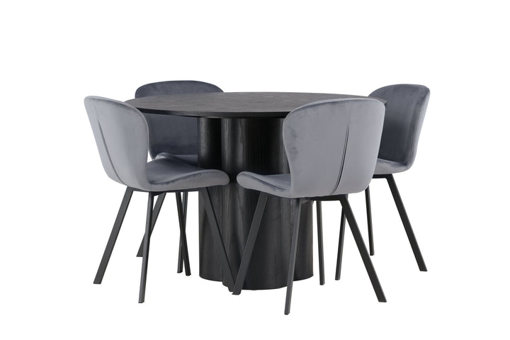 Venture Home Olivia Dining Table - Black / Black Veneer +Lilja Dining Chair - Black / Dark grey Fabric _4