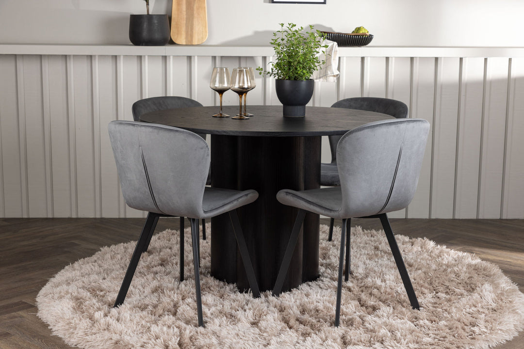 Venture Home Olivia Dining Table - Black / Black Veneer +Lilja Dining Chair - Black / Dark grey Fabric _4