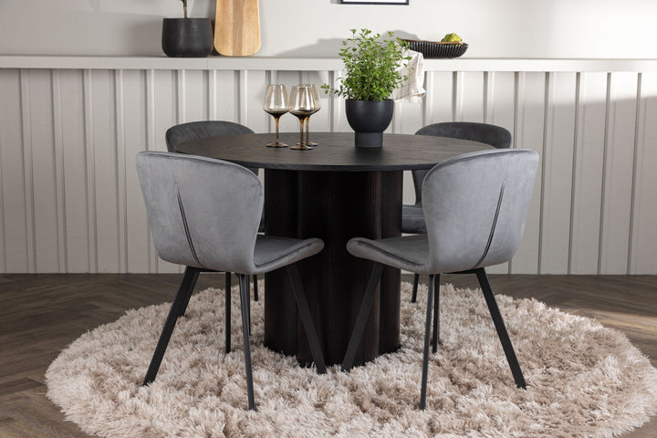 Venture Home Olivia Dining Table - Black / Black Veneer +Lilja Dining Chair - Black / Dark grey Fabric _4