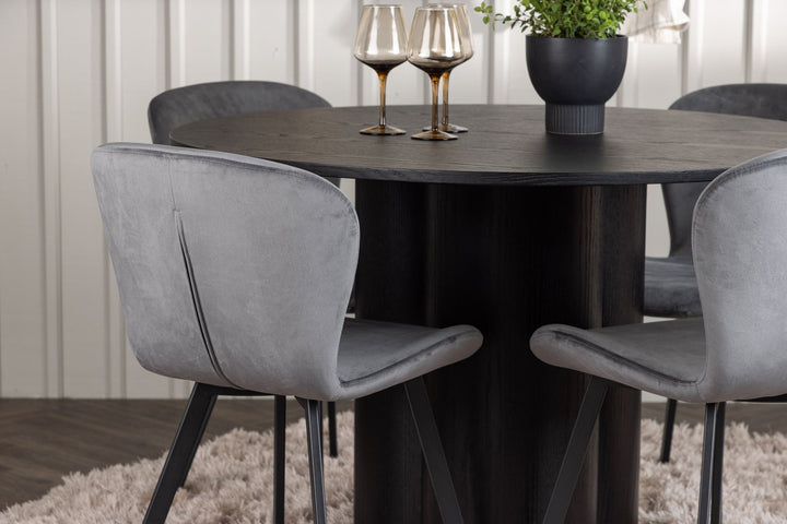 Venture Home Olivia Dining Table - Black / Black Veneer +Lilja Dining Chair - Black / Dark grey Fabric _4