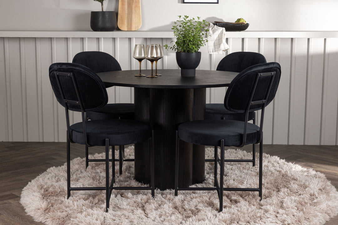 Venture Home Olivia Dining Table - Black / Black Veneer +Stella Dining Chair - Black / Black Velvet _4