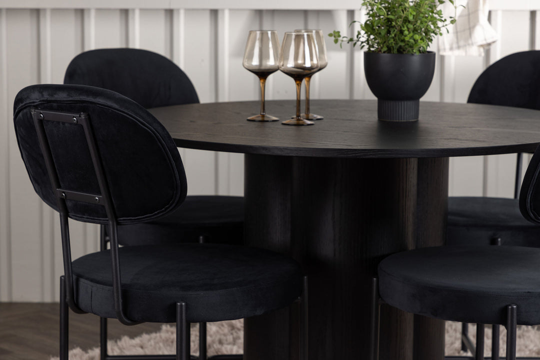 Venture Home Olivia Dining Table - Black / Black Veneer +Stella Dining Chair - Black / Black Velvet _4