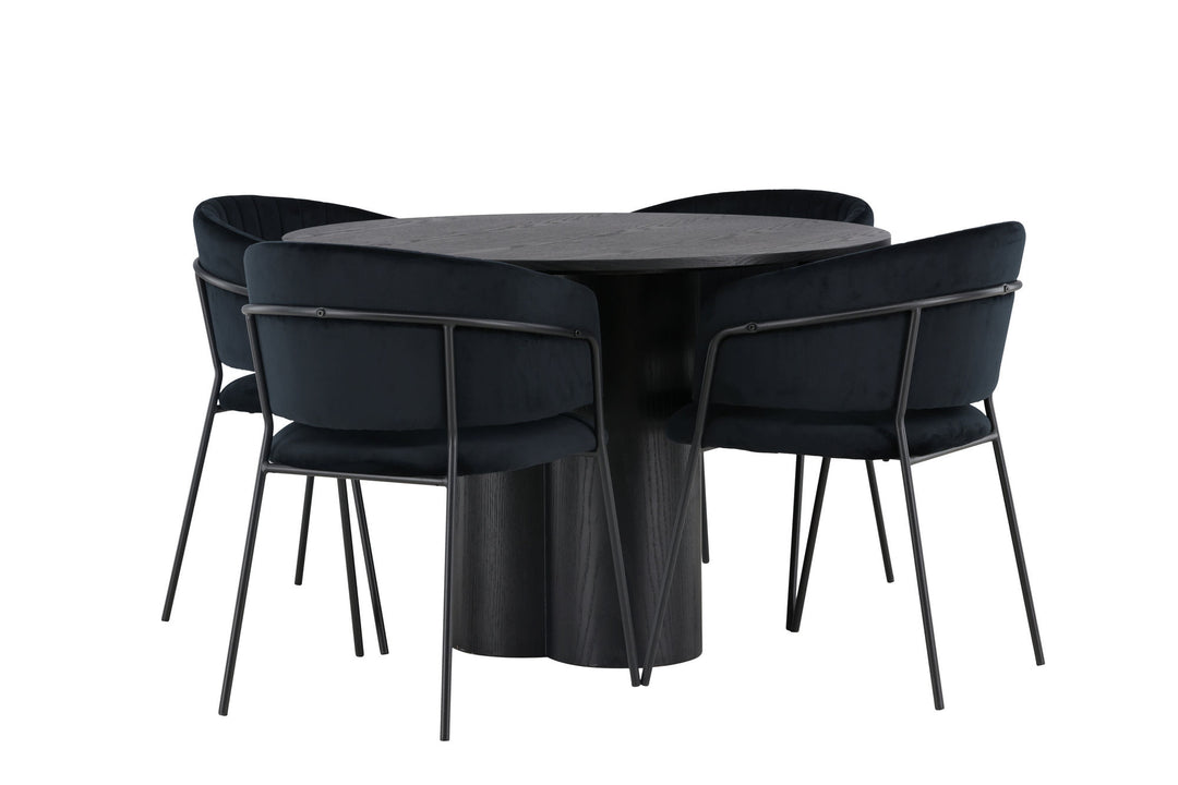 Venture Home Olivia Dining Table - Black / Black Veneer +Selma Dining Chair - Black / Black Velvet _4