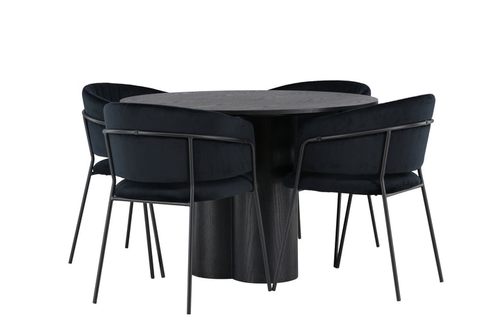 Venture Home Olivia Dining Table - Black / Black Veneer +Selma Dining Chair - Black / Black Velvet _4