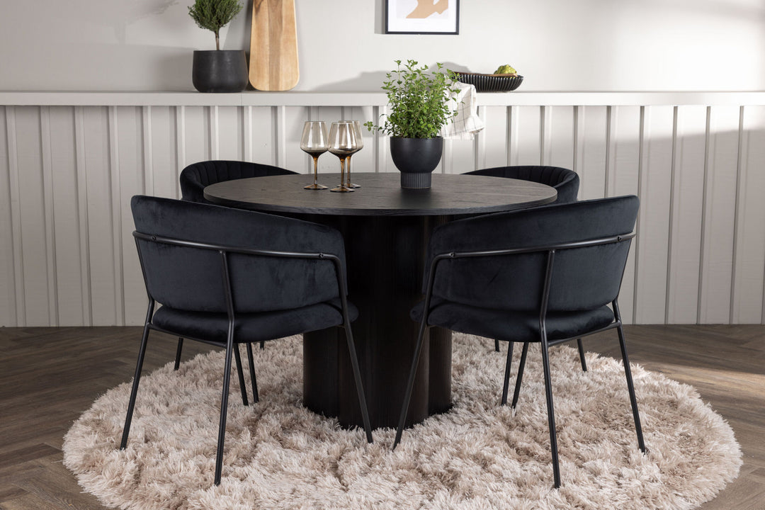 Venture Home Olivia Dining Table - Black / Black Veneer +Selma Dining Chair - Black / Black Velvet _4