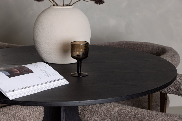 Venture Home Bootcut Round Dining Table - Black / Black Fanéer +Morning Dining Chair - Black / Black Boucle _4