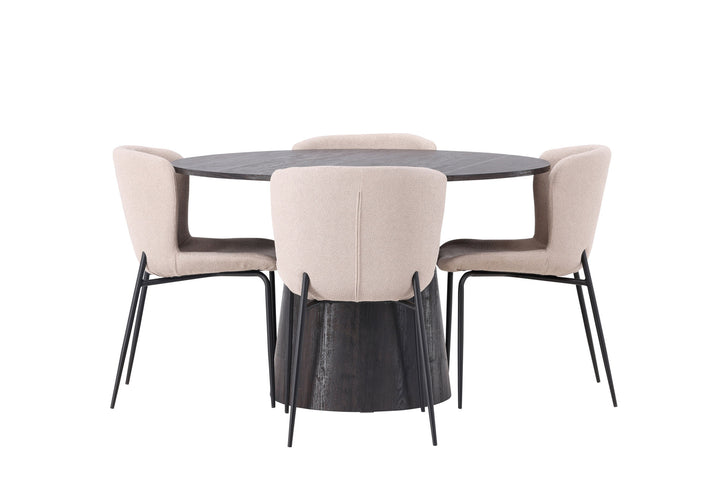 Venture Home Lanzo Dining Table φ120 - Mocca/Mocca +Modesto Dining Chair - Beige / Beige Boucle _4