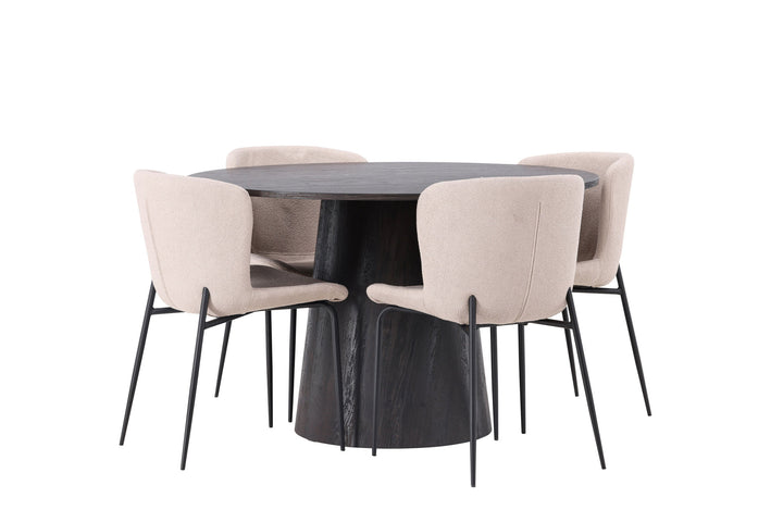 Venture Home Lanzo Dining Table φ120 - Mocca/Mocca +Modesto Dining Chair - Beige / Beige Boucle _4