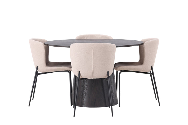 Venture Home Lanzo Dining Table φ120 - Mocca/Mocca +Modesto Dining Chair - Beige / Beige Boucle _4