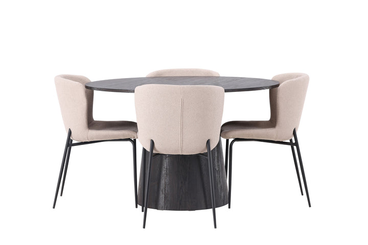 Venture Home Lanzo Dining Table φ120 - Mocca/Mocca +Modesto Dining Chair - Beige / Beige Boucle _4