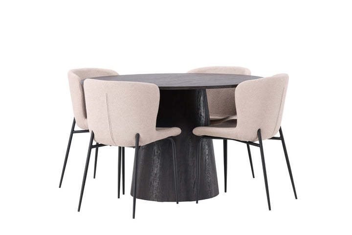 Venture Home Lanzo Dining Table φ120 - Mocca/Mocca +Modesto Dining Chair - Beige / Beige Boucle _4