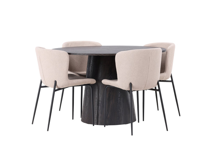 Venture Home Lanzo Dining Table φ120 - Mocca/Mocca +Modesto Dining Chair - Beige / Beige Boucle _4