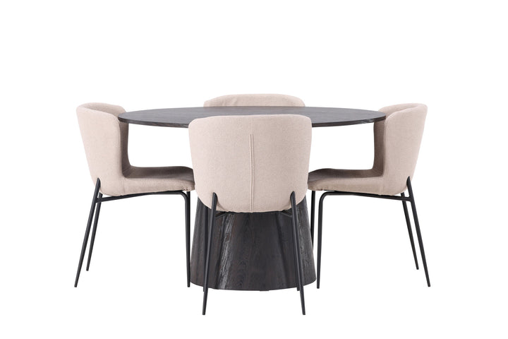 Venture Home Lanzo Dining Table φ120 - Mocca/Mocca +Modesto Dining Chair - Beige / Beige Boucle _4