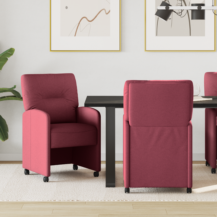 Spisebordsstole med hjul 2 pcs Vinrød 57 x 67 x 95 cm Stof