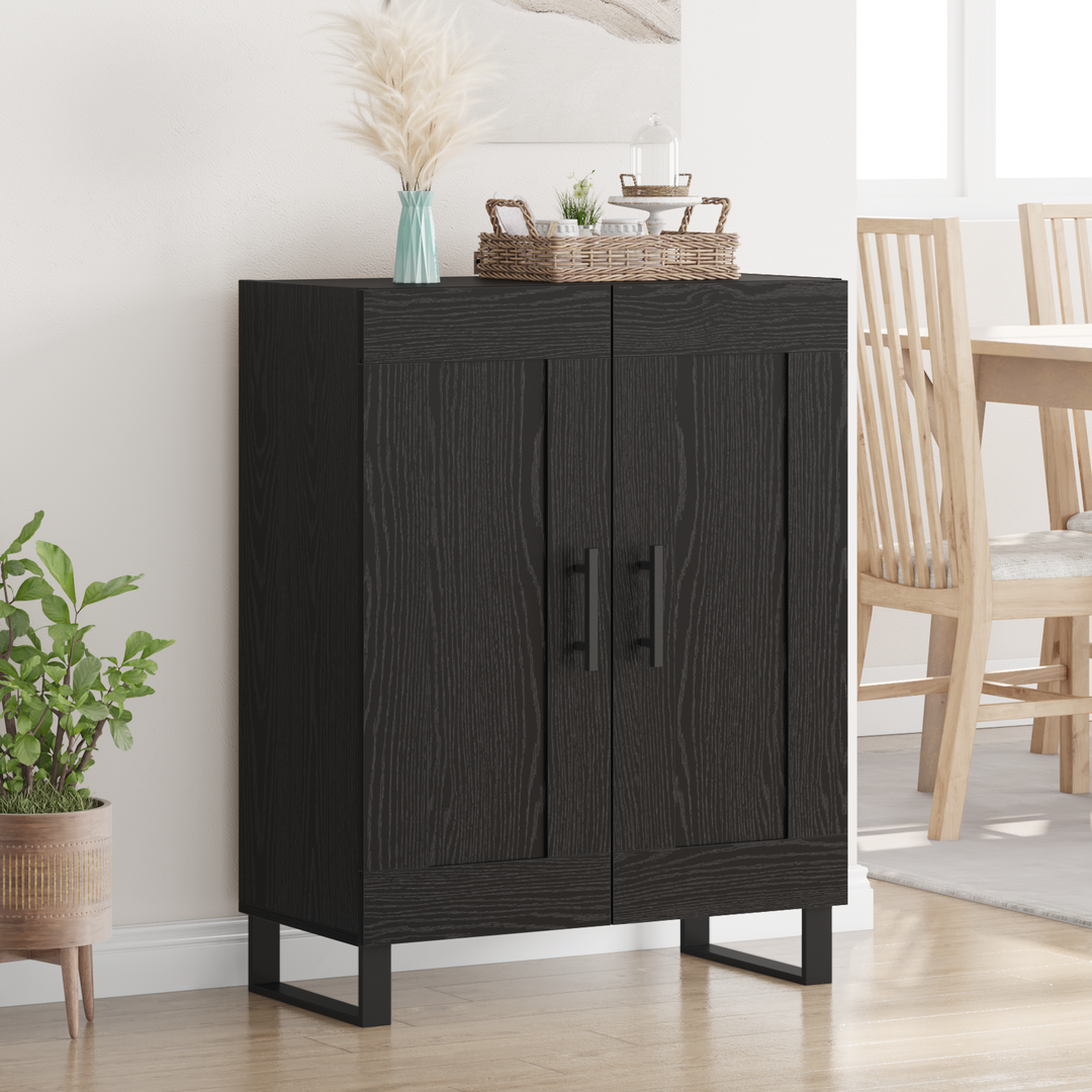 Sideboard Sort eg 69,5 x 34 x 90 cm Ingeniørt træ og jern