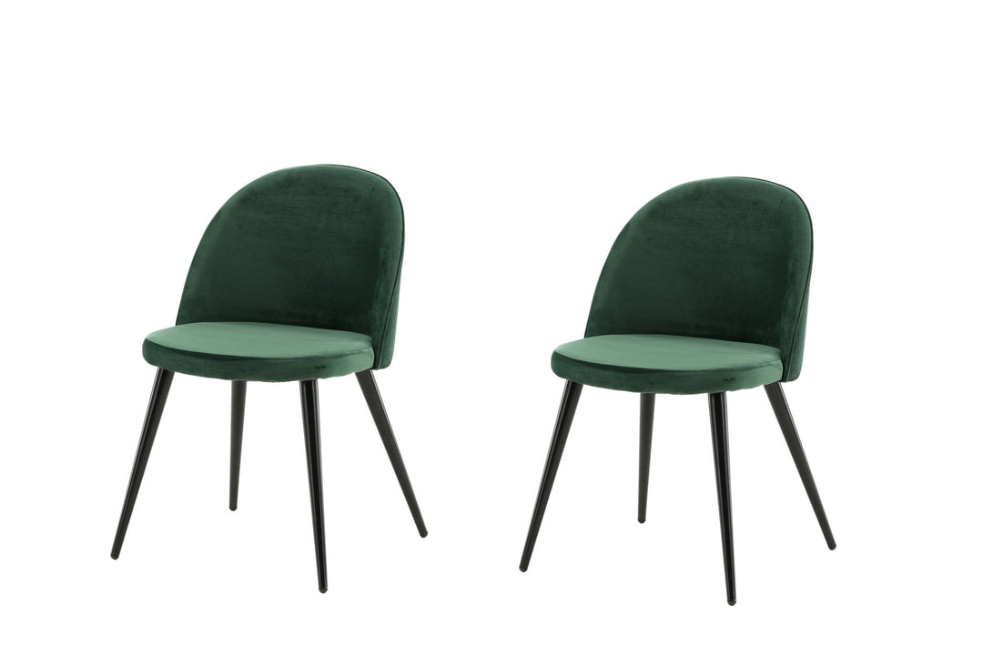 Venture Home Velvet Matstol 2-pack - Svart / Mossgrön Sammet