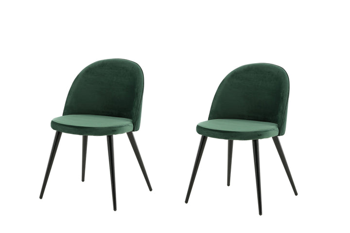 Venture Home Velvet Matstol 2-pack - Svart / Mossgrön Sammet