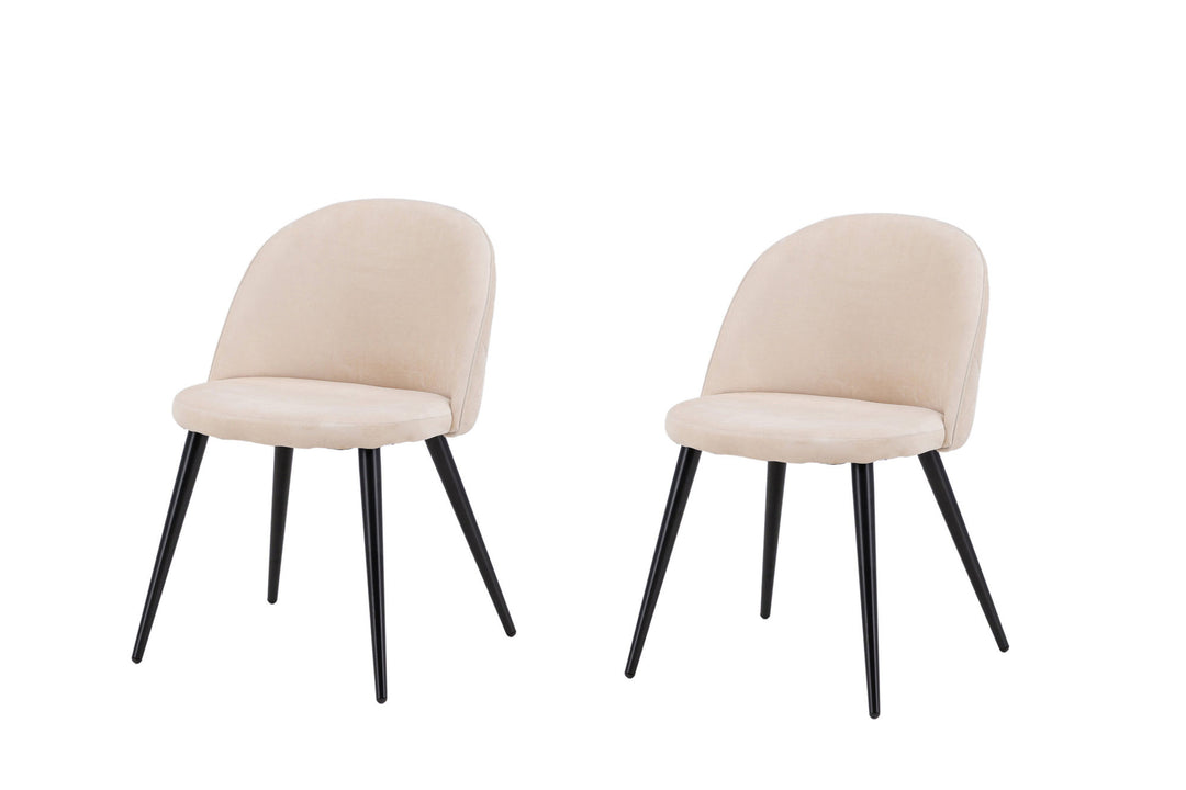 Venture Home Velvet Stitches Chair 2-pack - Black / Beige Velvet