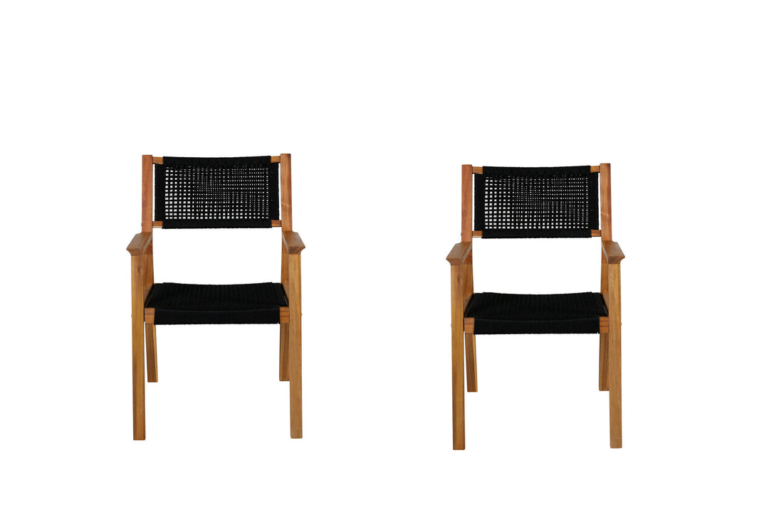 Venture Home Little John Dining Chair 2-pack - Black Rope / Acacia