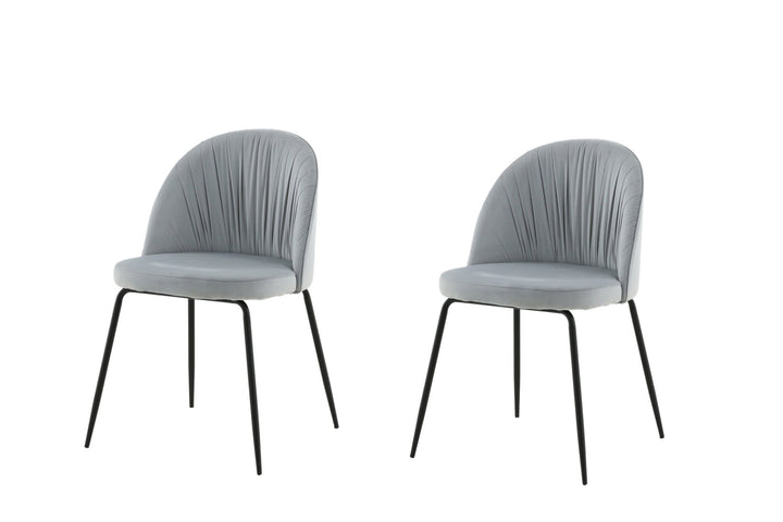 Venture Home Wrinkles Dining Chair 2-pack - Black Legs - Grey Velvet
