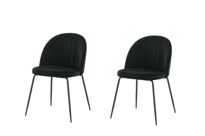 Venture Home Wrinkles Dining Chair 2-pack - Black Legs - Black Velvet