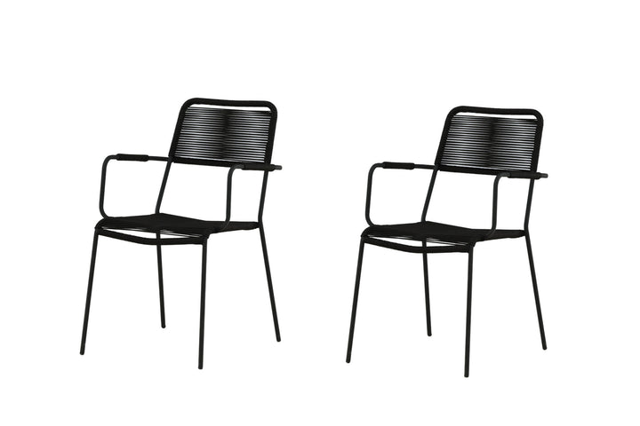 Venture Home Lindos Armchair 2-pack - Black Alu / Black Rope