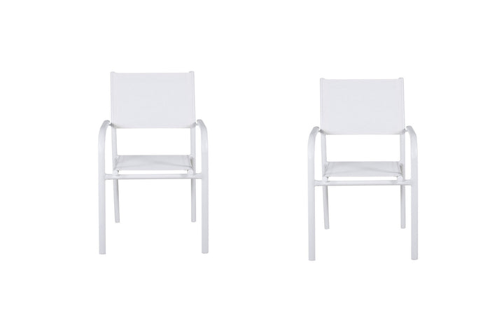 Venture Home Santorini Arm Chair (Stackable) 2-pack - White Alu / White Textilene