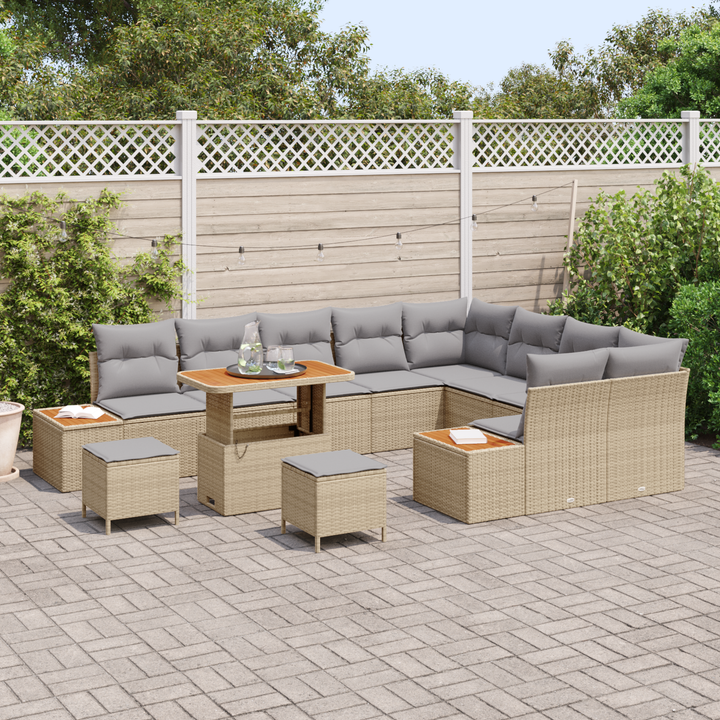 Havesofa Sæt med pude 12 pcs Beige og lys grå
