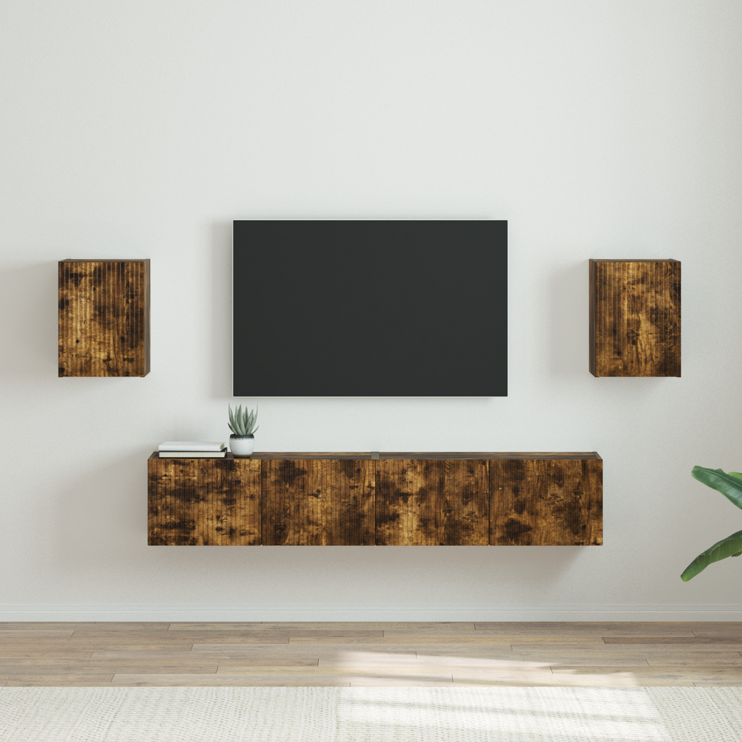 TV vægskab 2 pcs Røget eg 30 x 31 x 40 cm Konstrueret træ