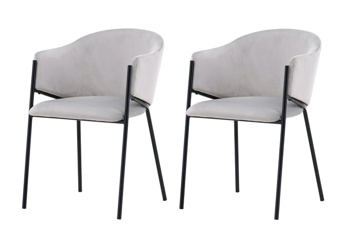 Venture Home Evelina Dining Chair 2-pack - Black / Light grey Velvet