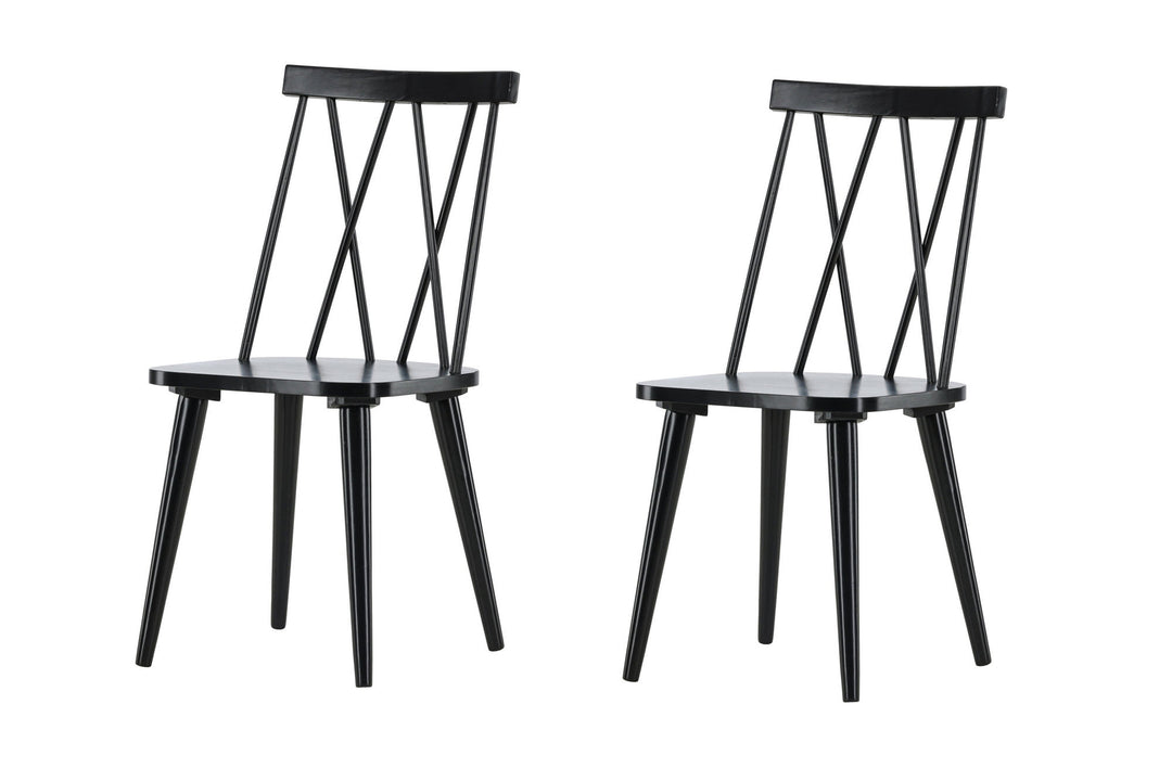 Venture Home Mariette Dining Chair 2-pack - Black / Black Solid Rubber Wood