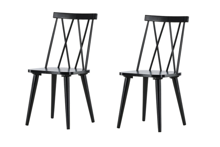 Venture Home Mariette Dining Chair 2-pack - Black / Black Solid Rubber Wood
