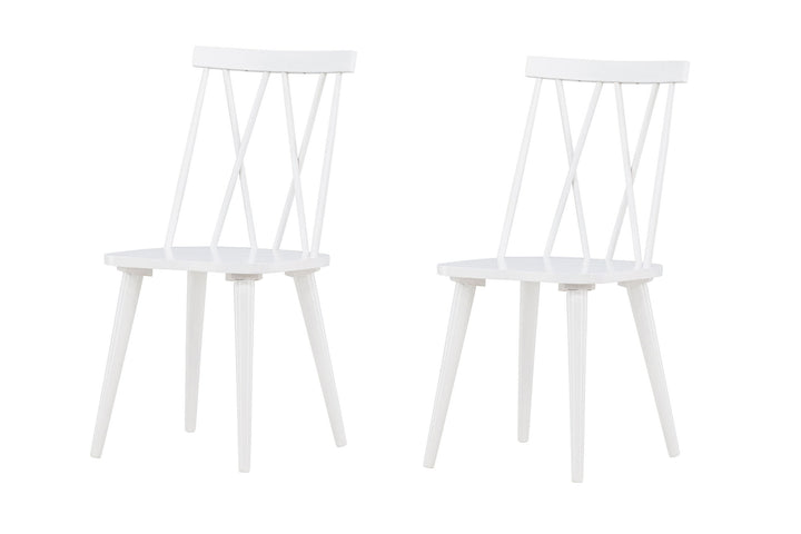 Venture Home Mariette Dining Chair 2-pack - White / White Solid Rubber Wood
