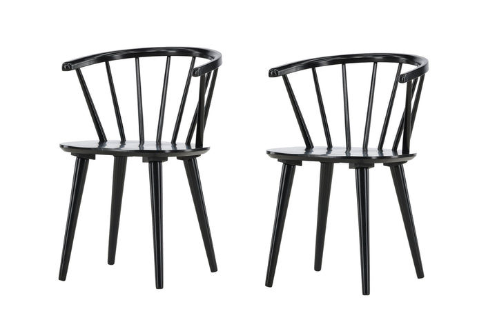 Venture Home Bobby Dining Chair 2-pack - Black / Black Solid Rubber Wood