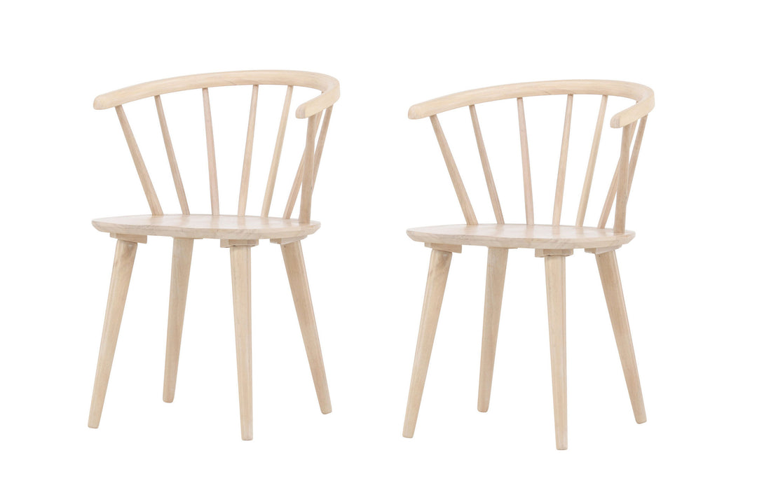 Venture Home Bobby Dining Chair 2-pack - Whitewash / Whitewash Solid Rubber Wood
