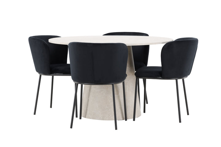 Venture Home Lanzo Table - Beige with 4 Edina Chair - Black