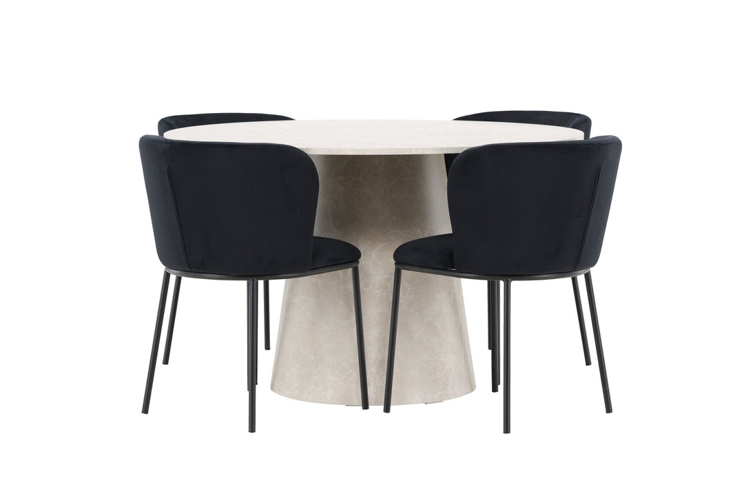 Venture Home Lanzo Table - Beige with 4 Edina Chair - Black