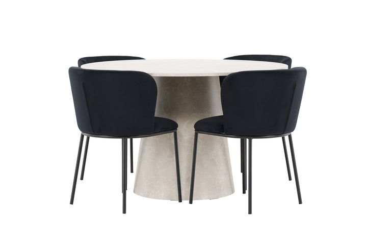 Venture Home Lanzo Table - Beige with 4 Edina Chair - Black