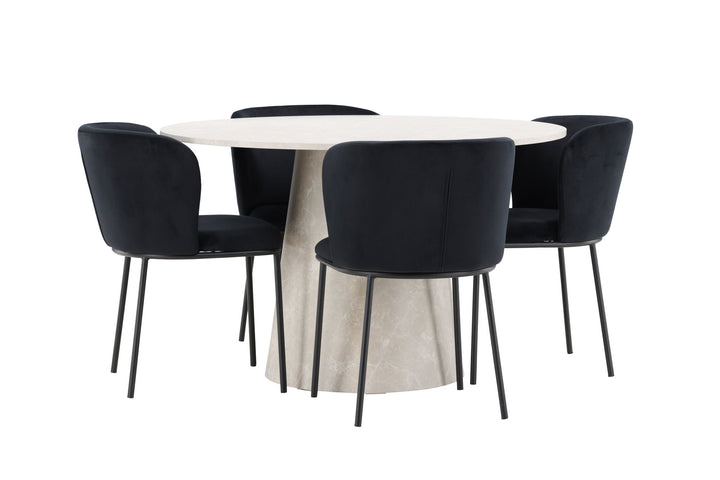 Venture Home Lanzo Table - Beige with 4 Edina Chair - Black