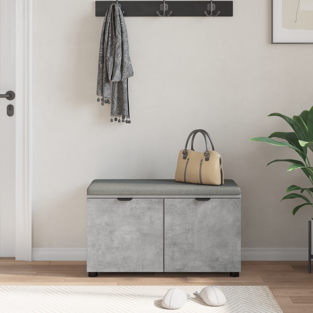 Hallbænk med pude BetonGrå 80 x 38 x 46 cm Kunstigt træ og stof