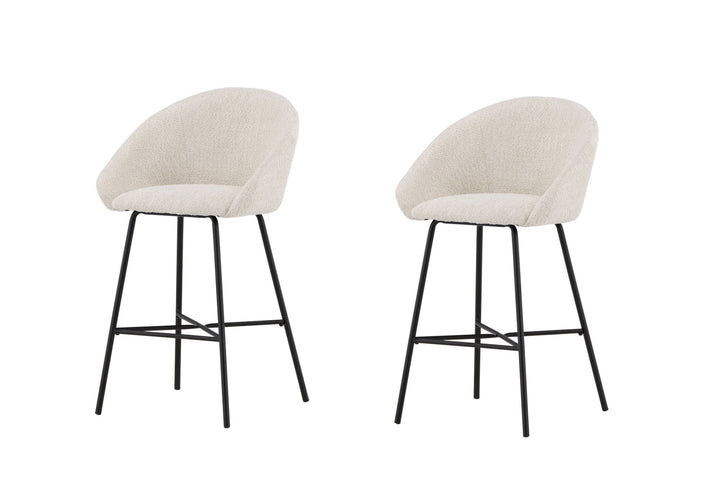 Venture Home Velvet Bar Chair 2-pack - Black/White Teddy