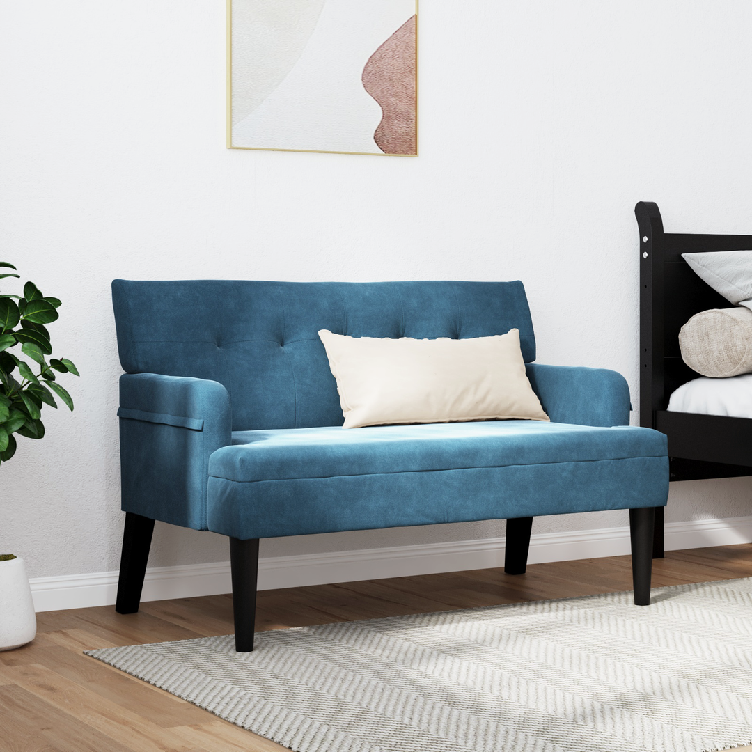 Chesterfield bænk Blå 112 x 65,5 x 75 cm Fløjl