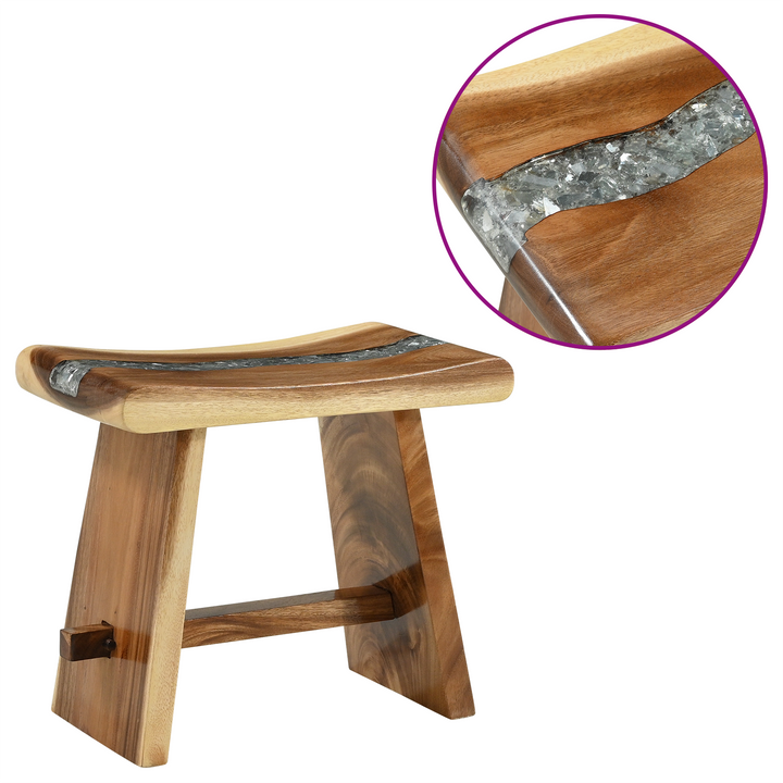 Brusebadsstol Naturfarvet 50 x 30 x 44 cm Massivt suartræ