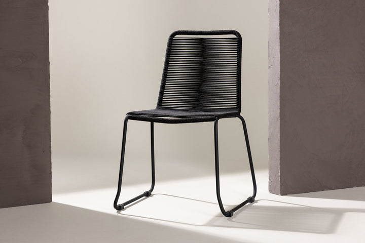 Venture Home Lindos Stacking Chair 2-pack - Black Alu / Black Rope
